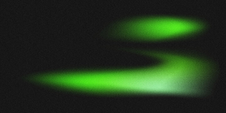 A dark abstract background with two bright green glowing shapes, creating a smooth gradient and a soft curved light effect.