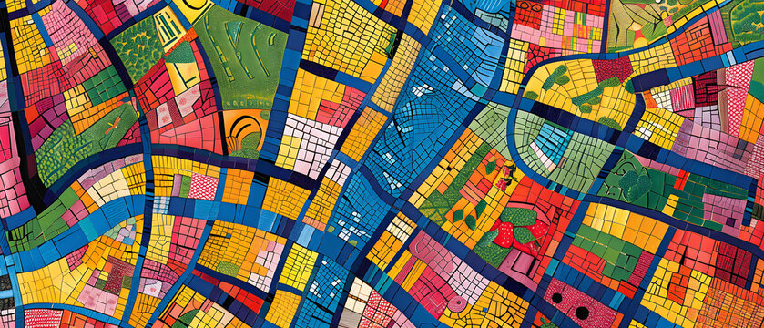 "Mosaic Patterns of Urban Living: Exploring Neighborhoods in a Vibrant Cityscape".