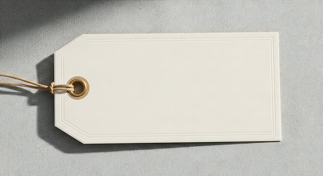 Blank Cream colored Tag With String And Metal Eyelet Still Life