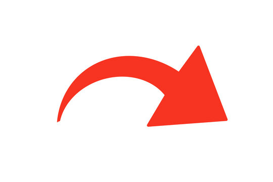 Red curved downward arrow icon png transparent background.