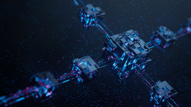 Big data technology data science analysis artificial intelligence generative ai deep learning machine learning algorithm neural flow network analytics innovation abstract futuristic. 3d rendering.