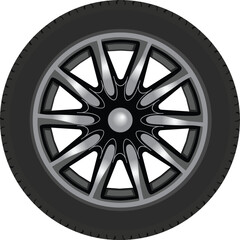 Obraz premium Passenger car wheel isolated on white background
