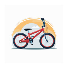 Fototapeta premium Red BMX bicycle illustration with abstract background