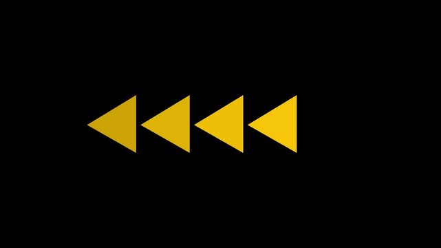 Yellow Rewind Arrow Icons on Black Background, Abstract Graphic, Video Editing