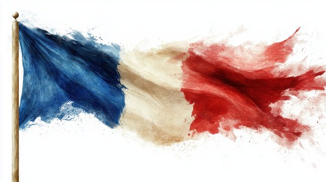 French flag on white background,national holiday of France,web,greeting cards, poster, banner,French National Day July 14th France national holiday,Blue,white,red colors Bastille Day celebration.