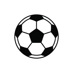 Fototapeta premium Black and white soccer ball icon on plain background