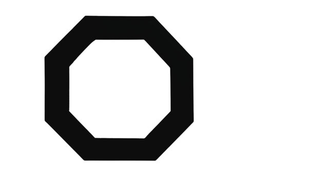 Octagon shape displays a bold black border against a stark white background to provide a clean and minimalist graphic element suitable for various professional design projects.