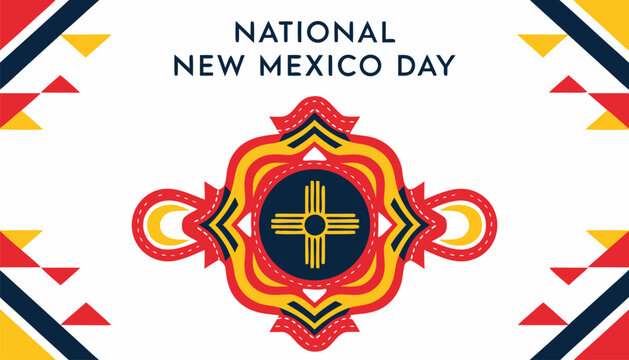 National New Mexico Day design with Zia symbol and patterns