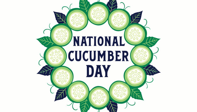 Decorative circular frame made from fresh green cucumber slice illustrations