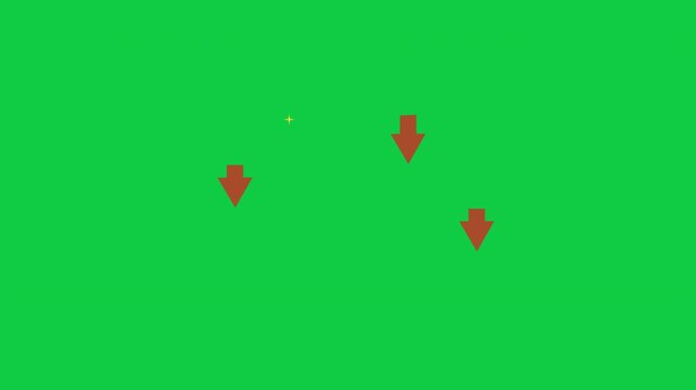 Decline Arrow Down Financial Loss and Market Decrease Loop Animation Green Screen