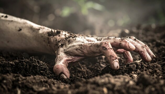 human hand covered in dirt and soil.