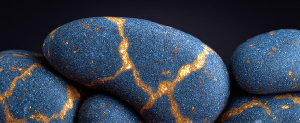 Obraz premium Elegant blue granite stone surface with a unique texture.