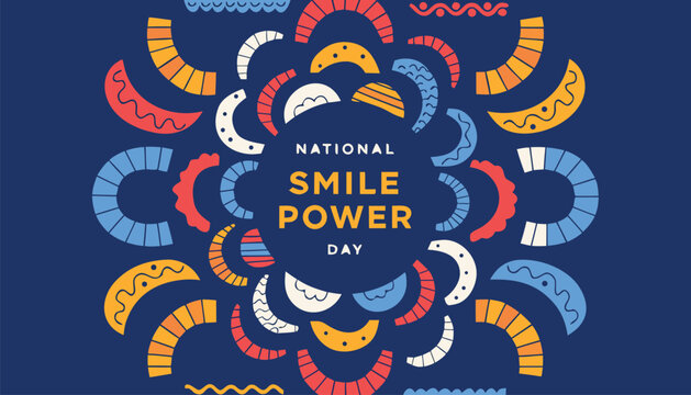 National smile power day graphic design with colorful abstract patterns