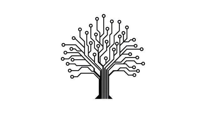 Digital Circuit Board Tree Vector Illustration