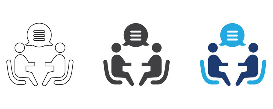 Discussion Icon with People in Circle Symbolizing Teamwork, Collaboration and Group Communication. Meeting Pictogram for Team Discussion, Brainstorming Session and Collective Decision Making