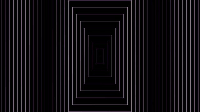 Abstract Black and White Optical Illusion Pattern with Expanding Concentric Square Geometry, Op Art Inspired Tunnel Effect Design, High Contrast Minimalist Visual Texture for Hypnotic Backgrounds, Dig