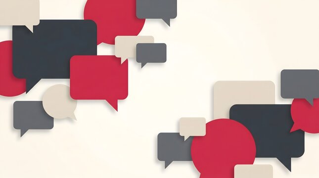 Colorful speech bubbles overlapping on a white background for communication