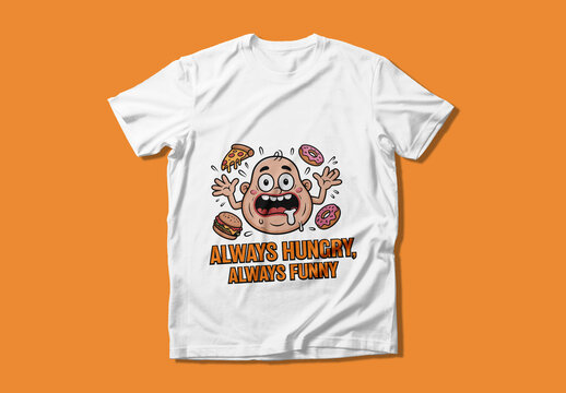 Funny Hungry Cartoon T Shirt Design