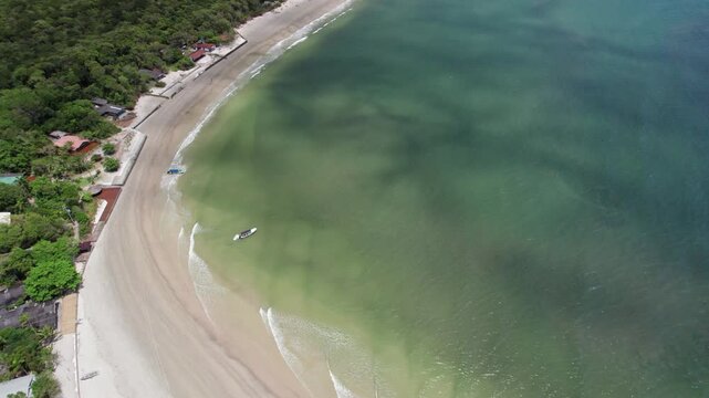 Aerial View of Praia do Farol on Ilha do Mel Island, Coast of Parana