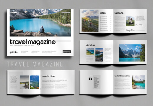 Modern Travel Magazine Editorial Template with Adventure Tourism