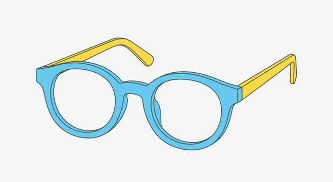 Colorful Eyeglasses with Yellow Arms and Blue Frames