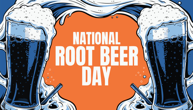 Two cold mugs of root beer celebrating national holiday event