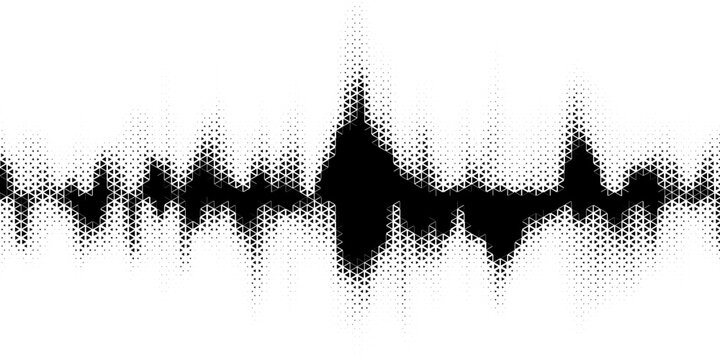 Geometric pattern of black triangles on a white background.Seamless in one direction.Option with an average fade out.The scale transformation method.