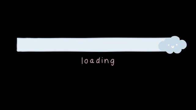 Animated video cloud loading counter bar game process progress computer, banner overlay transparent prores 4444 4K