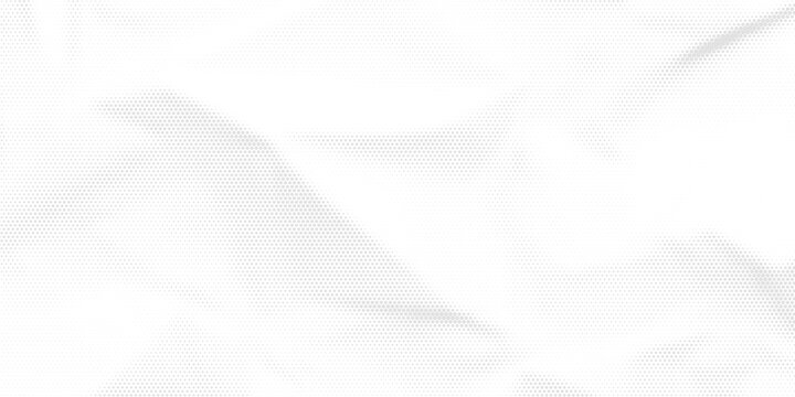 White wrinkled paper texture. Vector halftone pixelated manga background. Light beige neutral color dots bg. Grungy urban backdrop. Wide horizontal duotone banner.