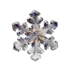 Fototapeta premium Clear, symmetrical snowflake with intricate, hexagonal crystal structure