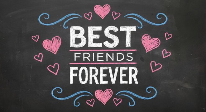 Happy friendship day chalkboard 'best friends forever' heart illustration