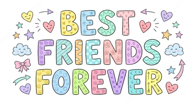 Happy friendship day best friends forever colorful cartoon illustration