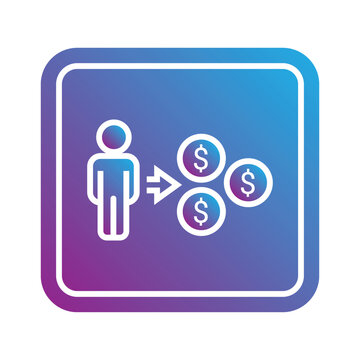 Person receiving money icon symbol