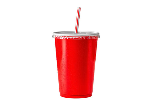 red soda cup with a straw perfect for a refreshing drink for those hot summer days isolated on white background, Clipping Path, png