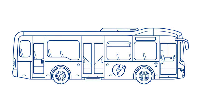 Electric Bus Outline Vector Illustration