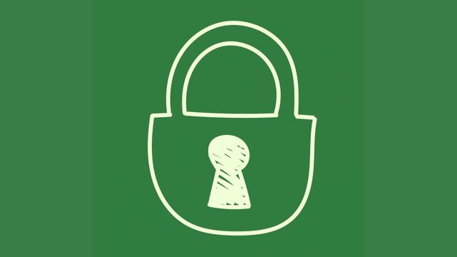 A padlock on green background and white lock icon green screen animated chromakey background gesture scene creative design style depth emotion illustration figure movement elements