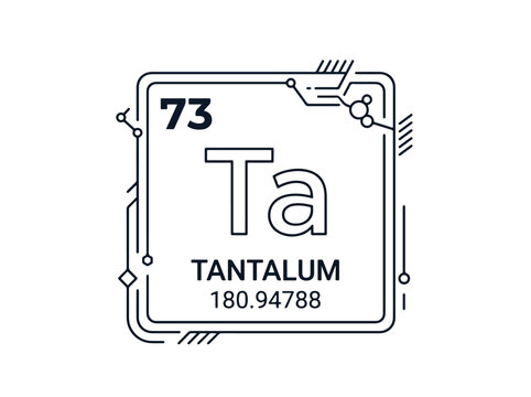 Tantalum chemical element symbol illustration with atomic number and mass