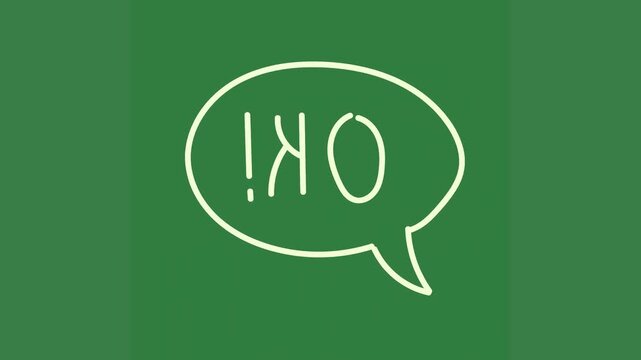 A speech bubble with the word ok on it and green background in words green screen animated chromakey background movement design composition gesture illustration layers frame style creative