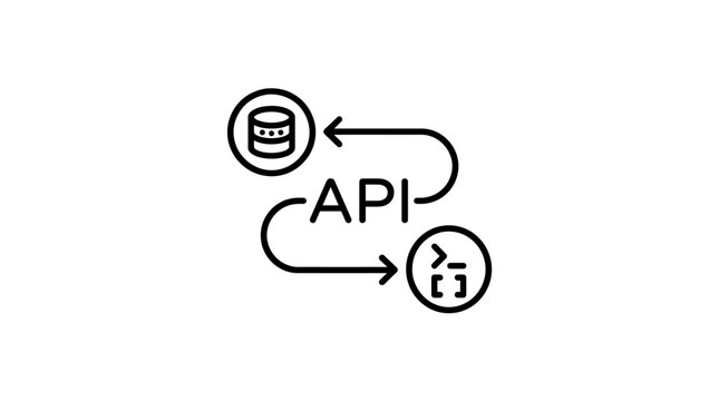 Diagram illustrating the bidirectional data flow and communication between a client application, an API, and a database system.