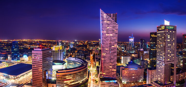 Night view of Warsaw