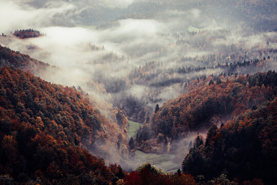 Misty mountain landscape