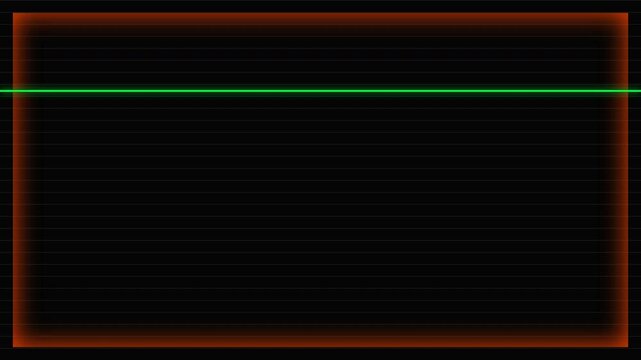 Retro CRT monitor screen background with glowing red border and horizontal green scanning line glitch effect