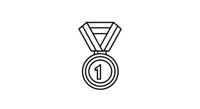 First Place Medal with Number 1 Outline Icon