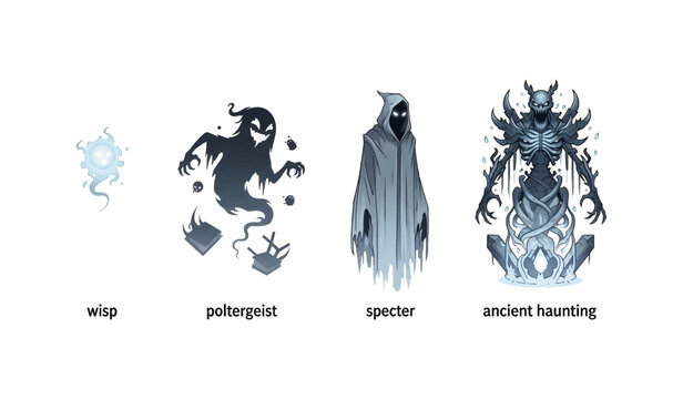 Collection of Spooky supernatural creatures and spirits.