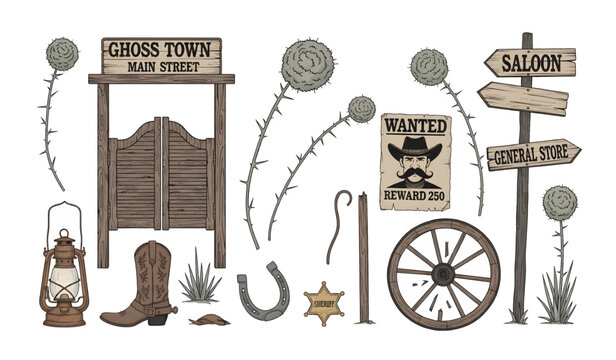 Collection of Western themed icons and symbols.