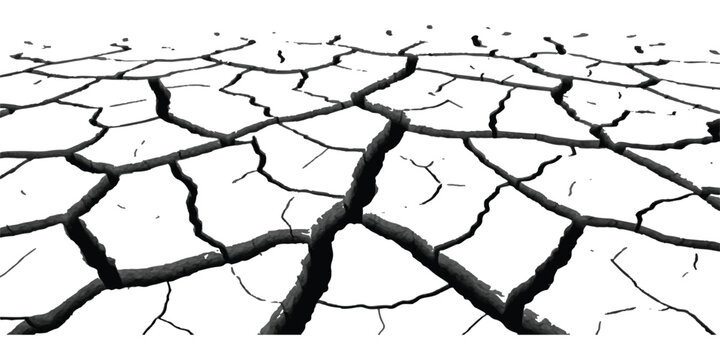 Black and white texture of dry cracked earth ground surface