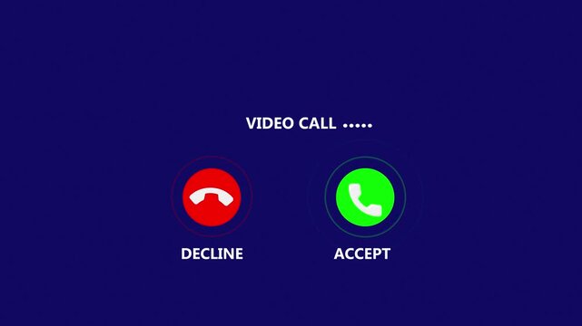 Video Call Incoming Screen Animation on White Background with User Avatar, Red Decline and Green Accept Buttons
