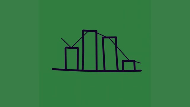 A green screen with drawing of bridge and on background building animated chromakey background depth scene colorful movement motion backgrounds gesture style figure composition design