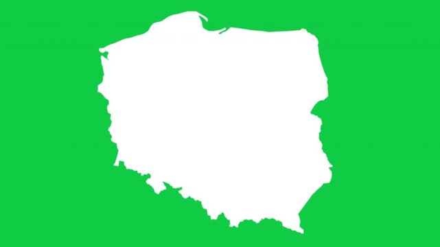 Poland map pop animation with green background