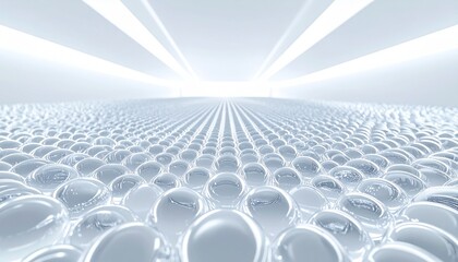 Naklejka premium Soap Bubbles Background with Radiant Light Beams and Reflected Bubbles Texture